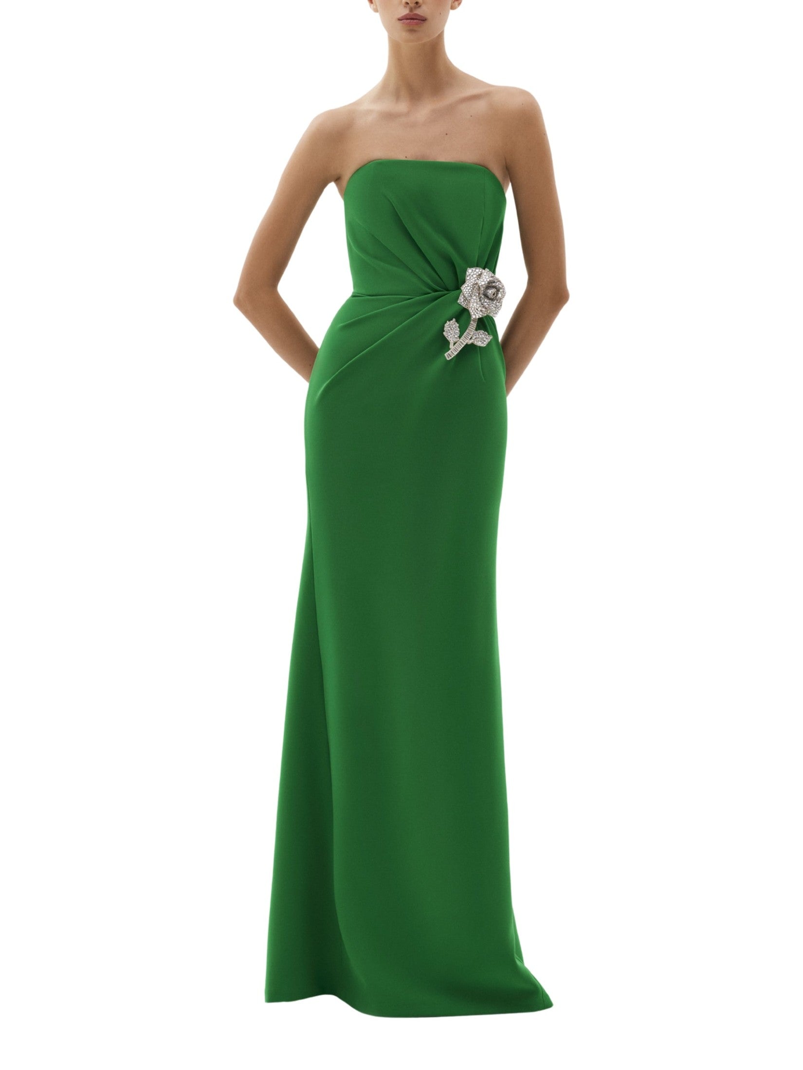 Maxi dress with cape and rose