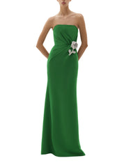 Maxi dress with cape and rose