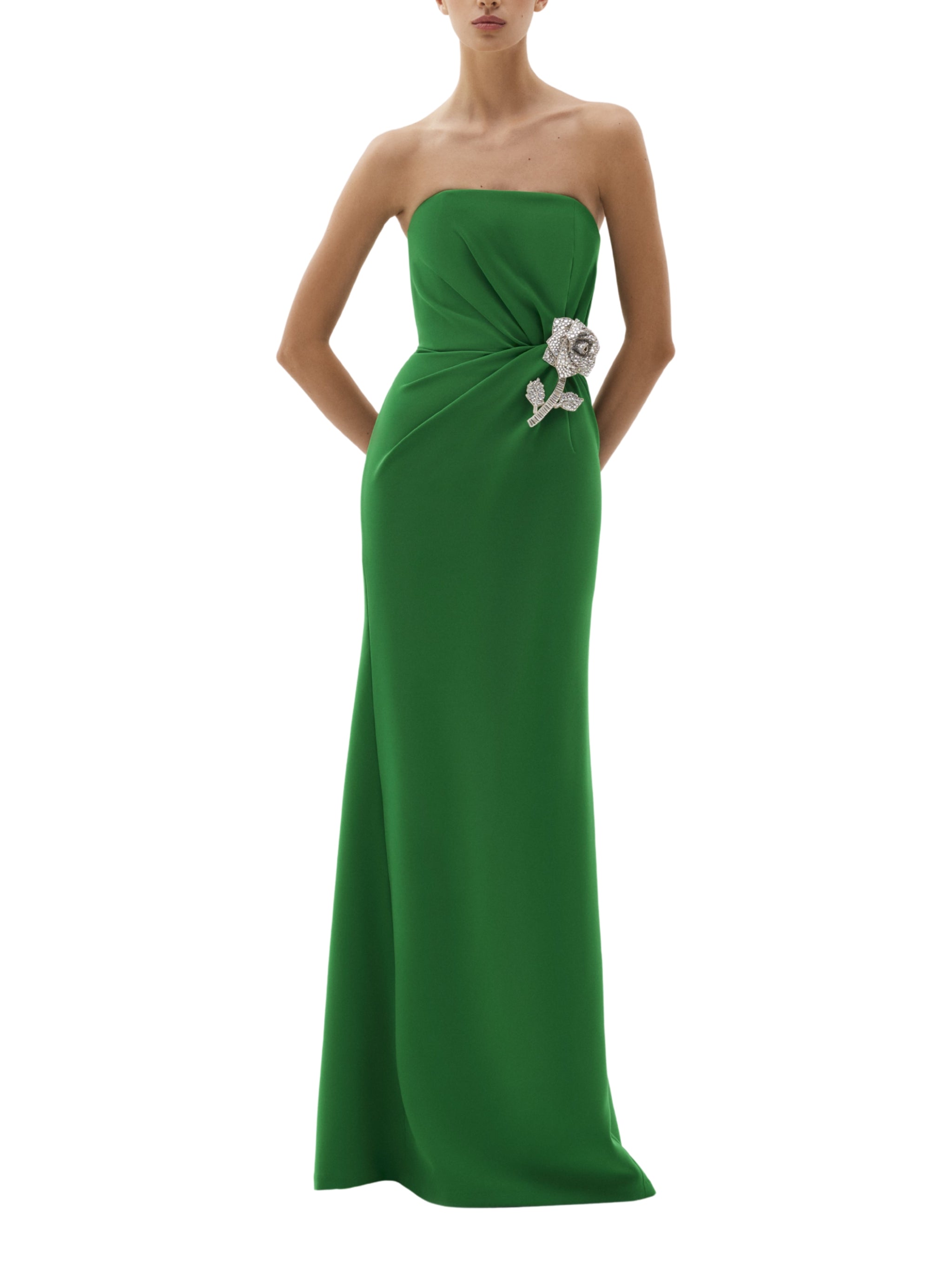 Maxi dress with cape and rose