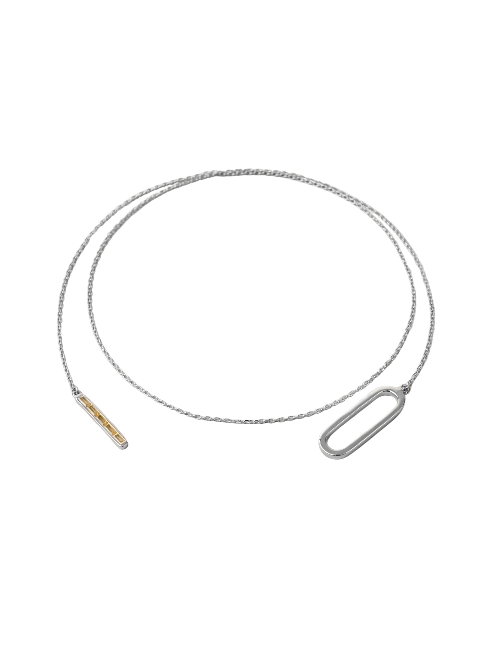 Scarf set of necklace and earrings in sterling silver & rhodium and yellow cz