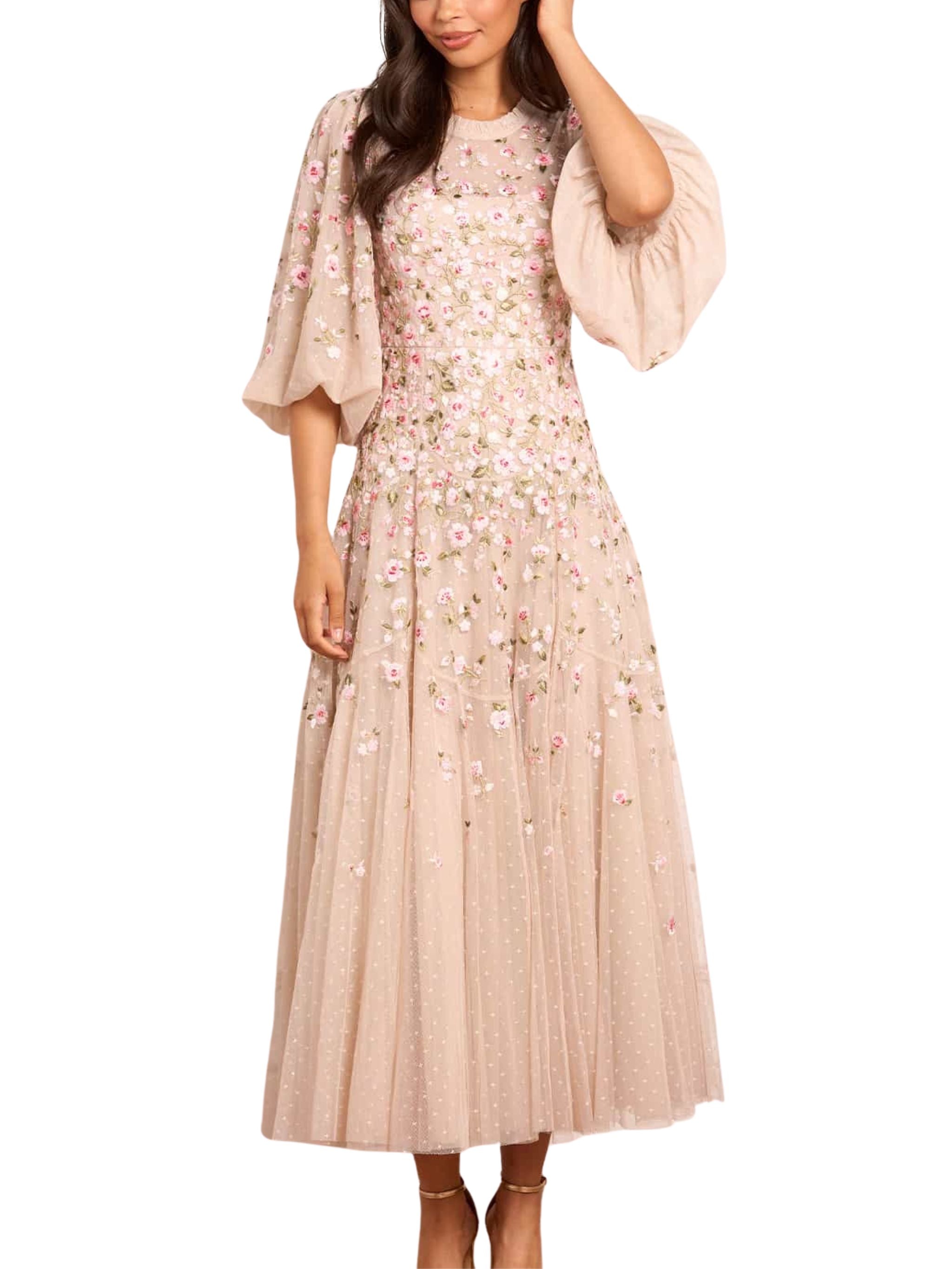 SYLVIA ROSE ROUND NECK ANKLE GOWN