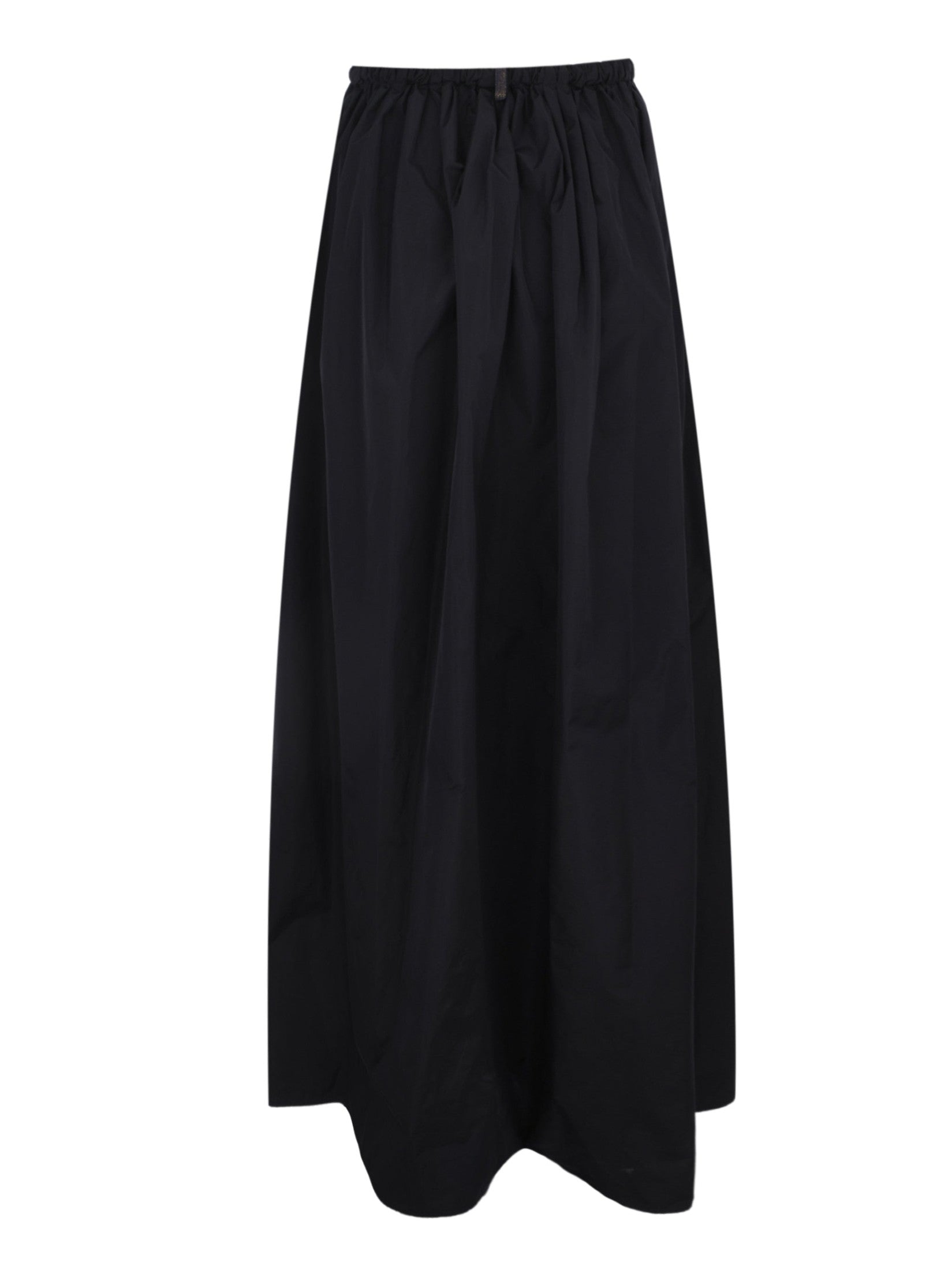 Technical taffeta long wide skirt