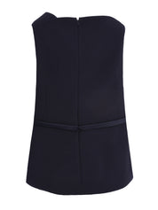 FARRAH ASYMMETRIC TOP WITH FOLD OVER DETAIL AND PEPLUM