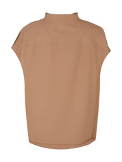 Tech wool sleeveless bomber with patch pockets