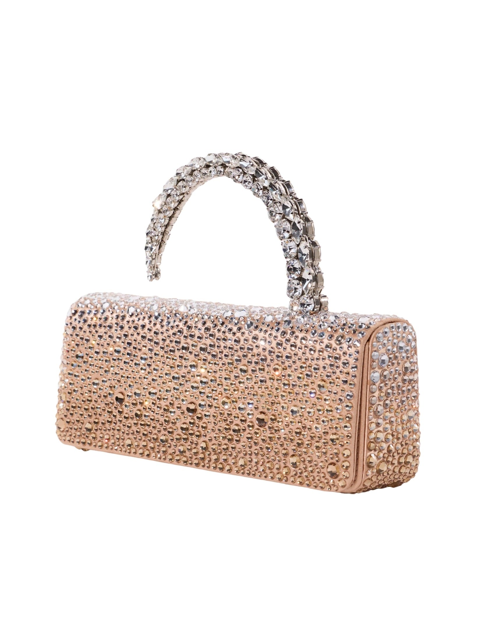 Malika stone-encrusted hotfix baguette clutch