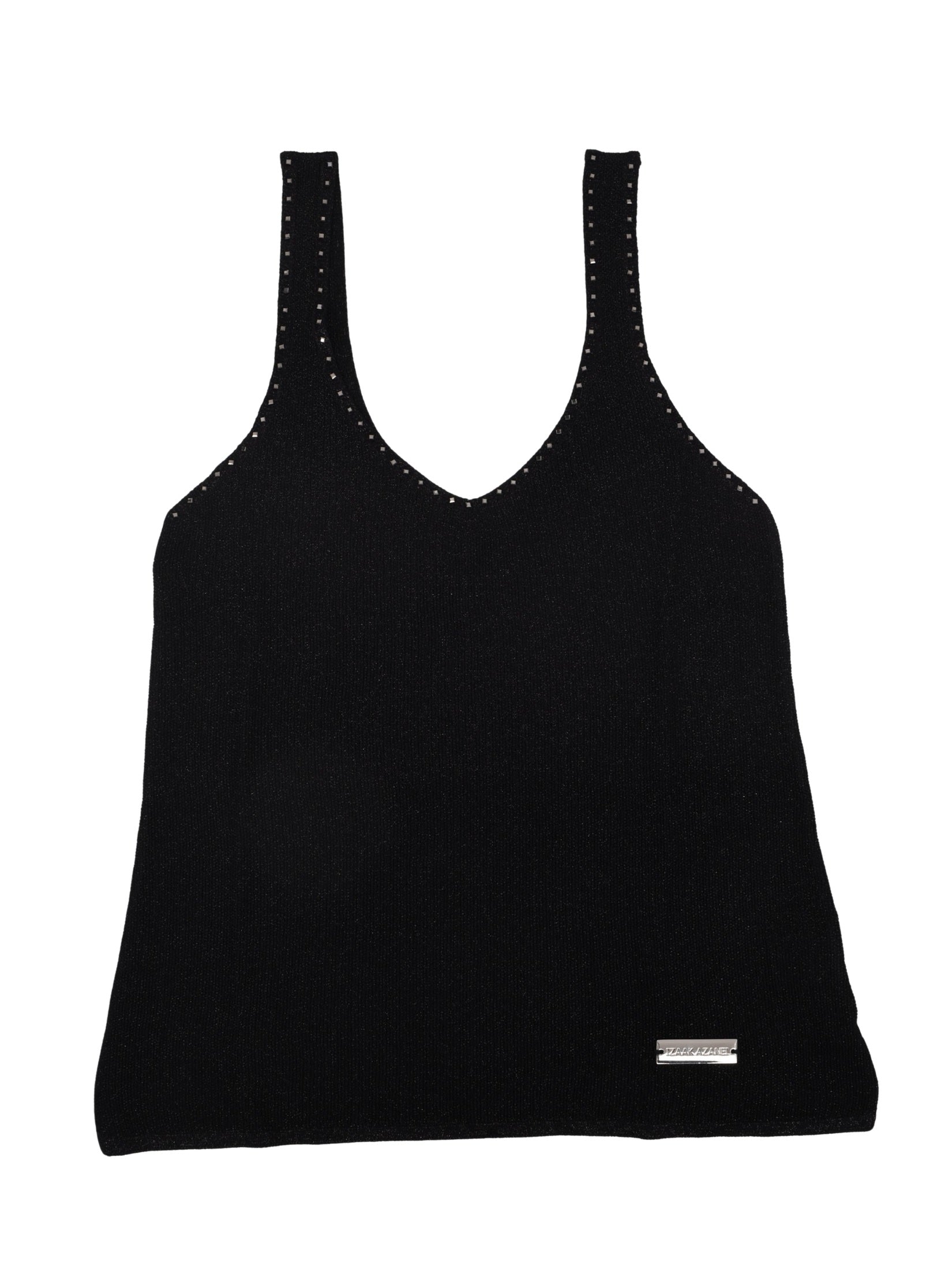 The vested top with crystal details in black
