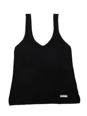 THE VESTED TOP WITH CRYSTAL DETAILS IN BLACK