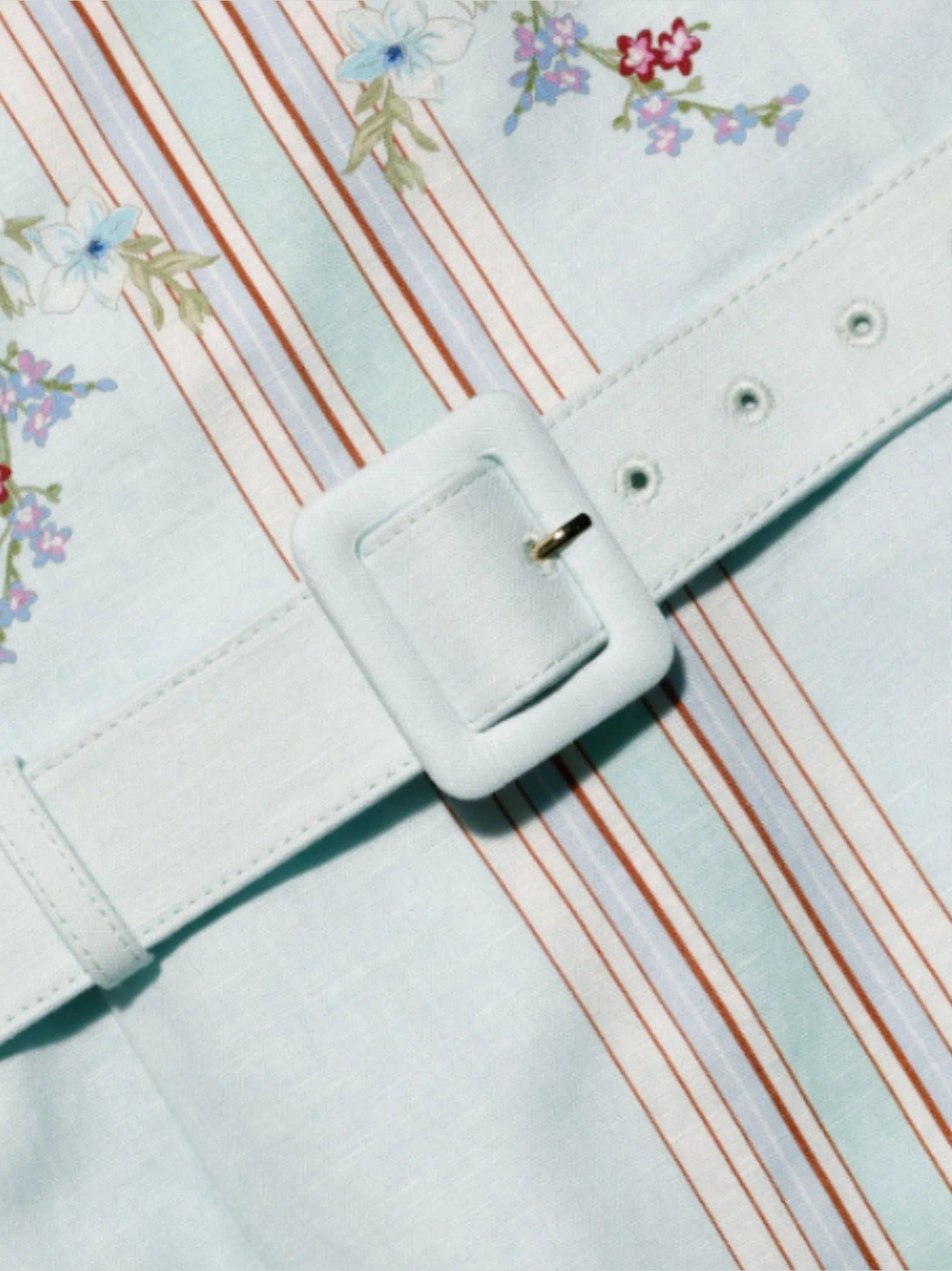 Mint floral linen midi dress