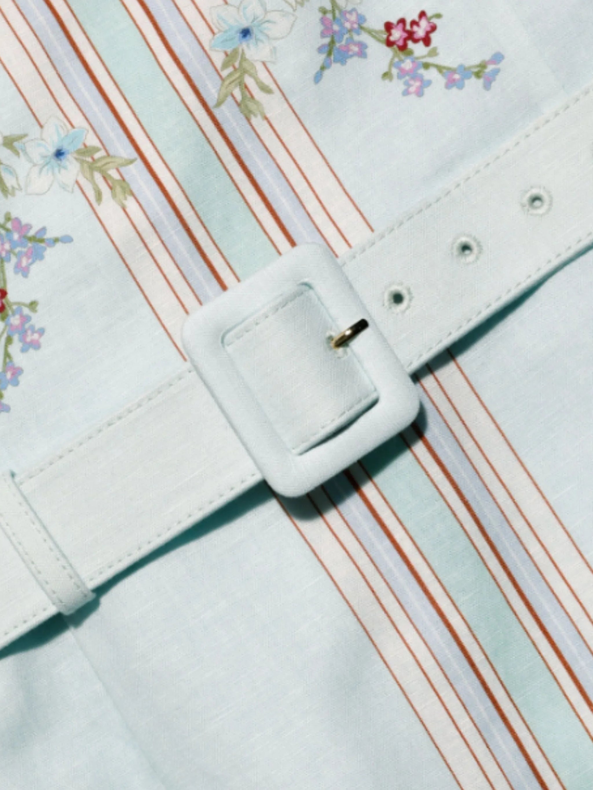 Mint floral linen midi dress