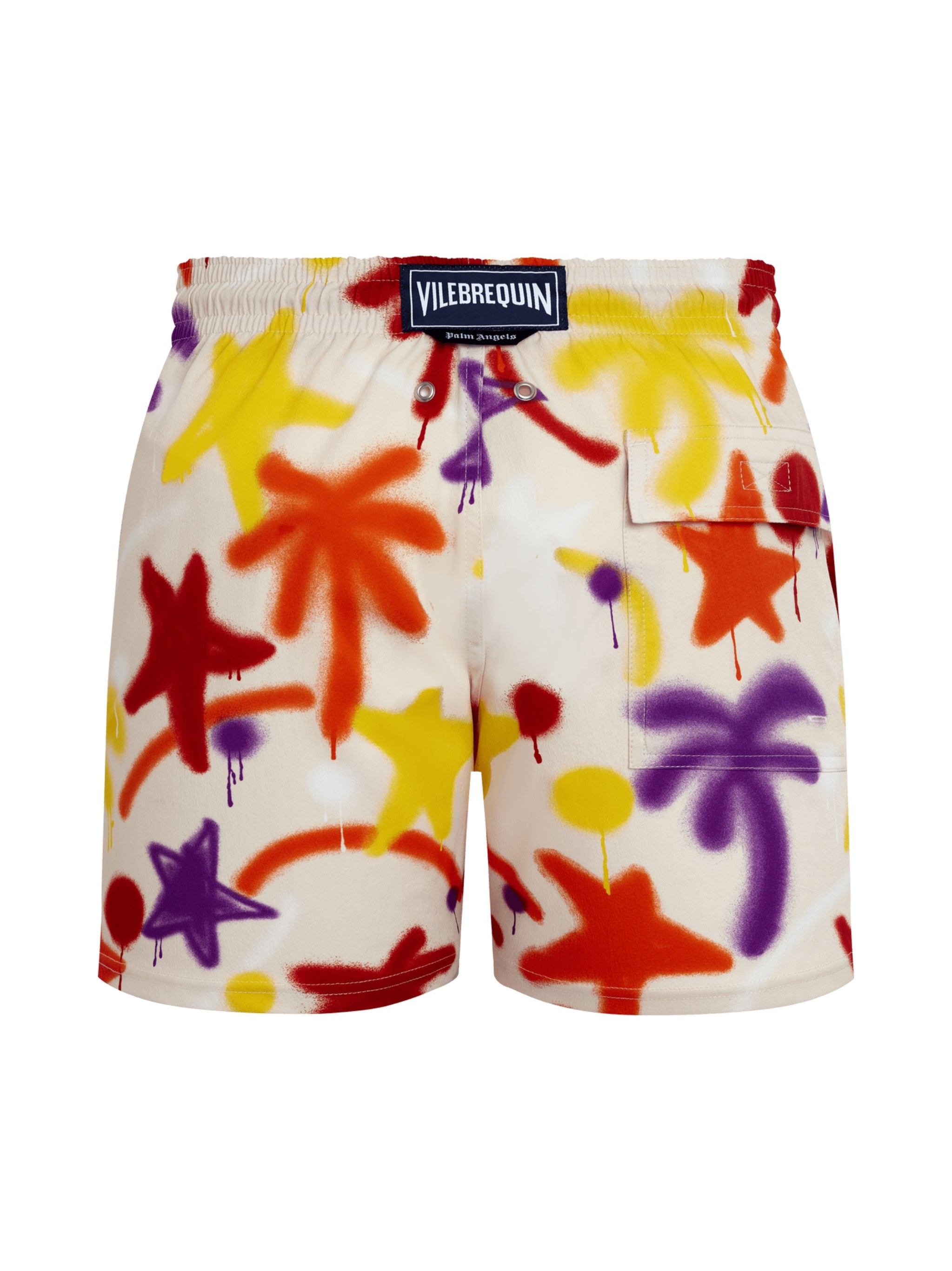 Men Stretch Short Swim Shorts Spray Paint - VBQ x Palm Angels