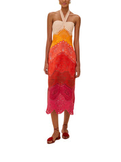 SUMMER GRADIENT RICHELIEU OMBRE MIDI DRESS