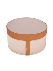 Modern,kutnu & leather small round treasure box