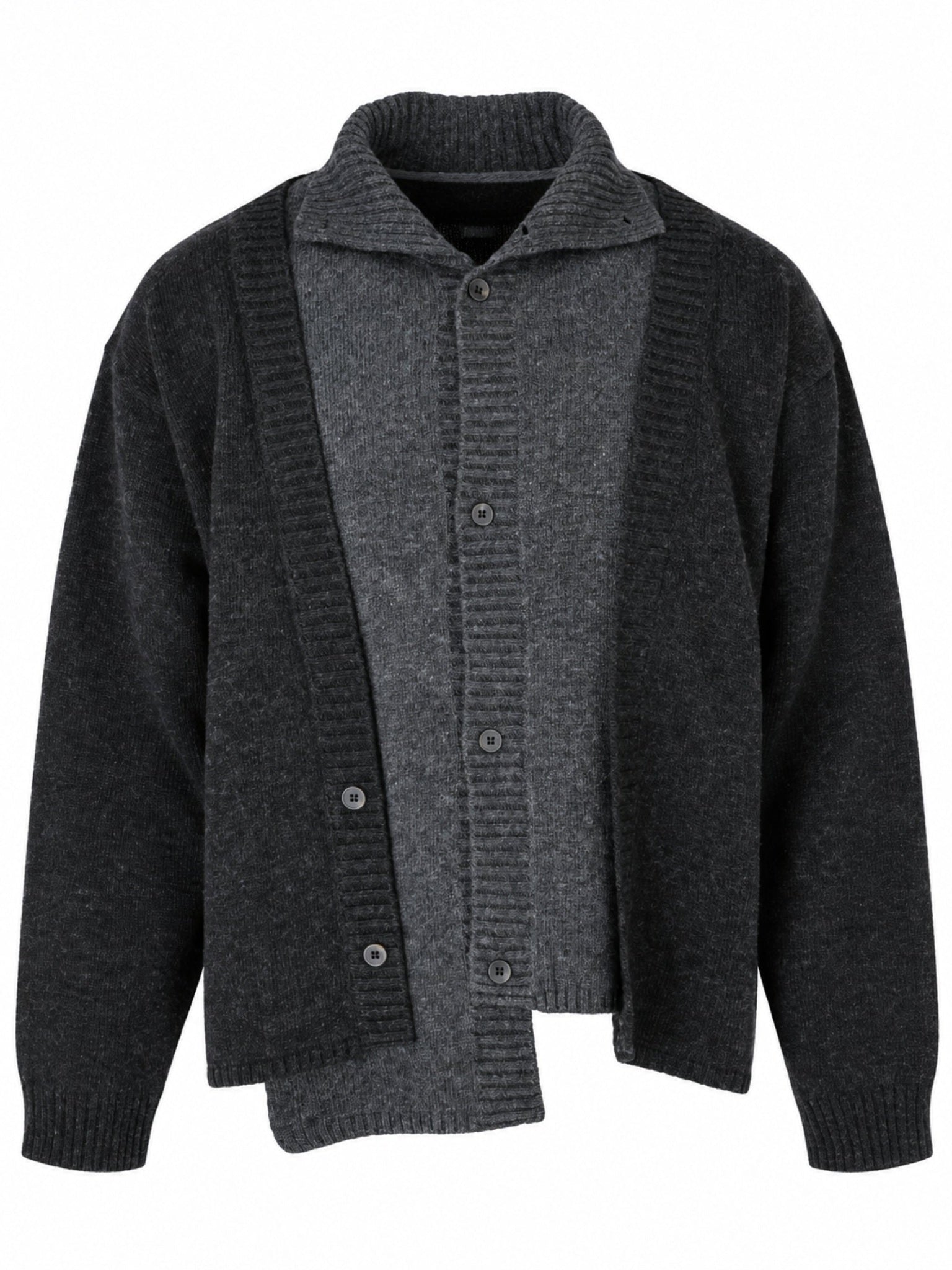Double layered turtleneck cardigan