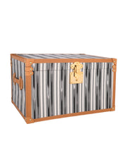 Modern,kutnu ikat & leather medium decorative trunk