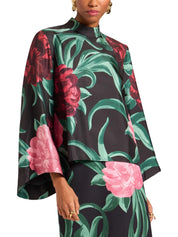 Make An Exit Top Peony Black In Silk Twill