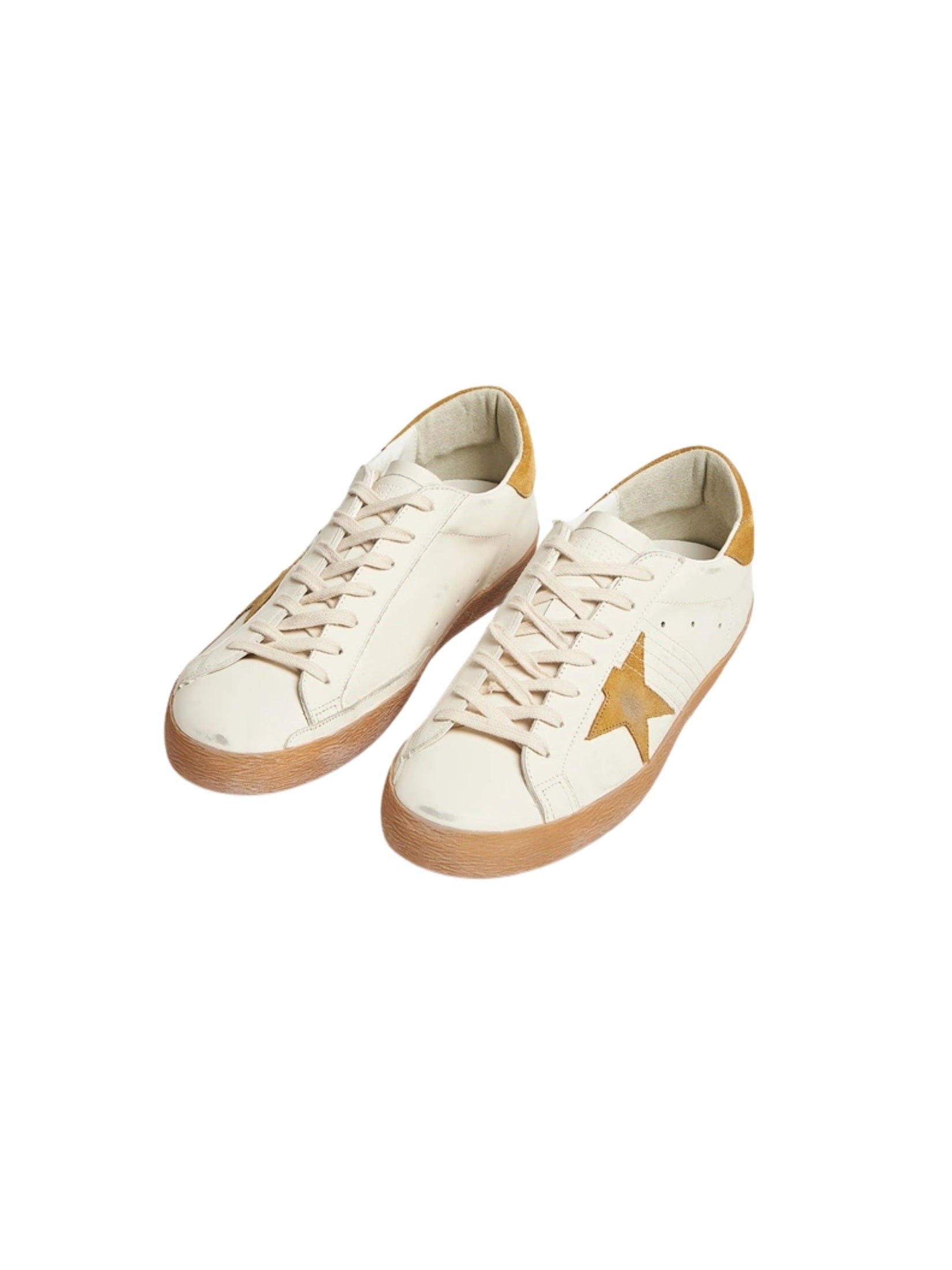 Super star leather upper toe and tongue suede star and heel