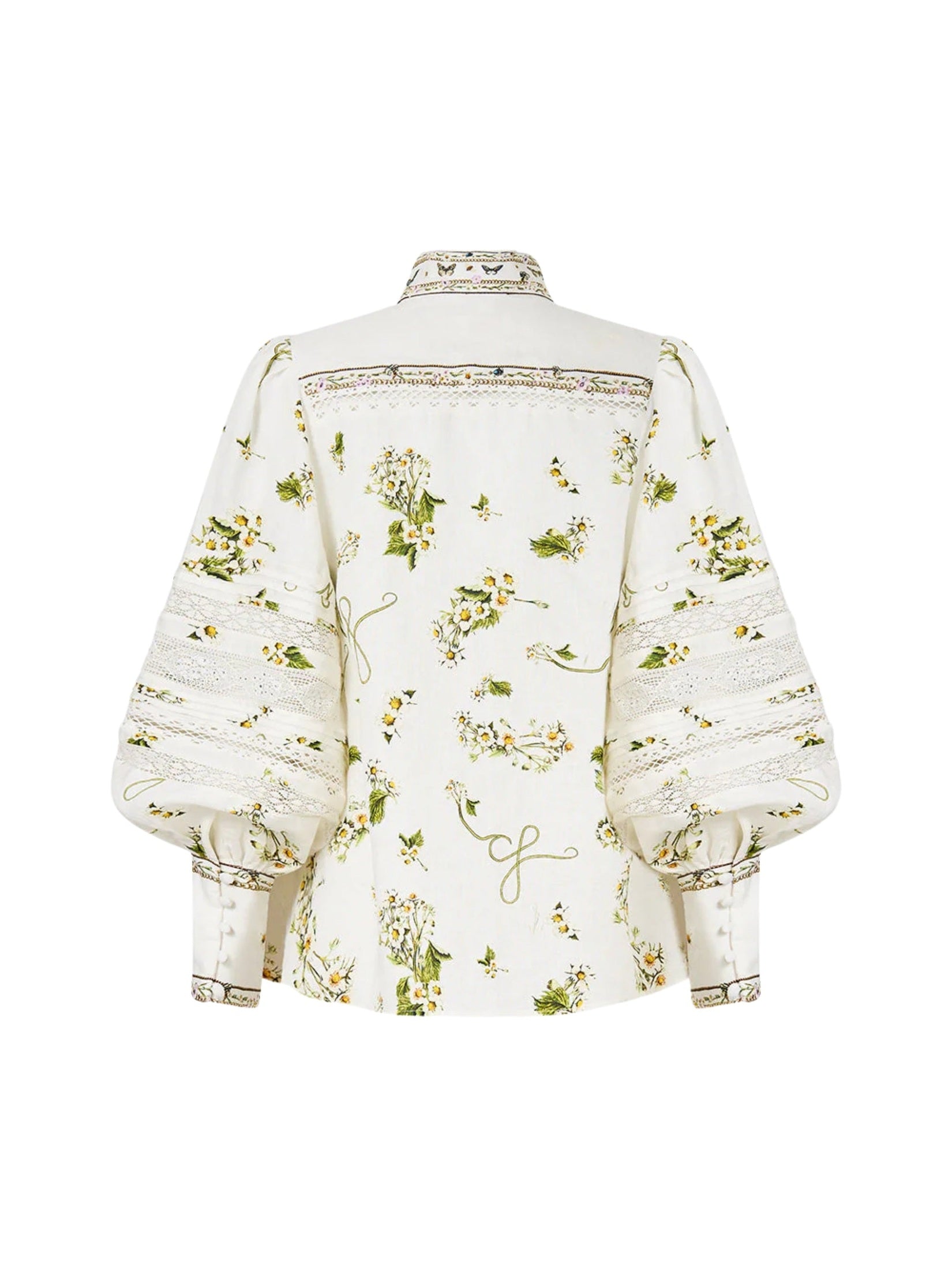 Buttoned collar blouse with blouson sleeve