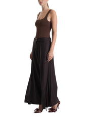 BROWN PLEATED DETAILED TROUSERS