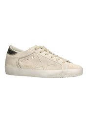 Super star suede upper toe and tongue laminated leather heel suede star