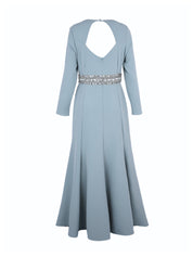 Hand embroiderd chest long sleeves off shoulder dress full cover modest dress fish cut