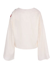 Long kimono sleeve tunic style top, with deep v-neck