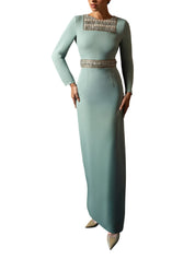 Hand embroiderd chest long sleeves off shoulder dress full cover modest dress fish cut