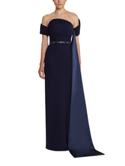 Giorgia Long Dress in Azurite with Multi-blues