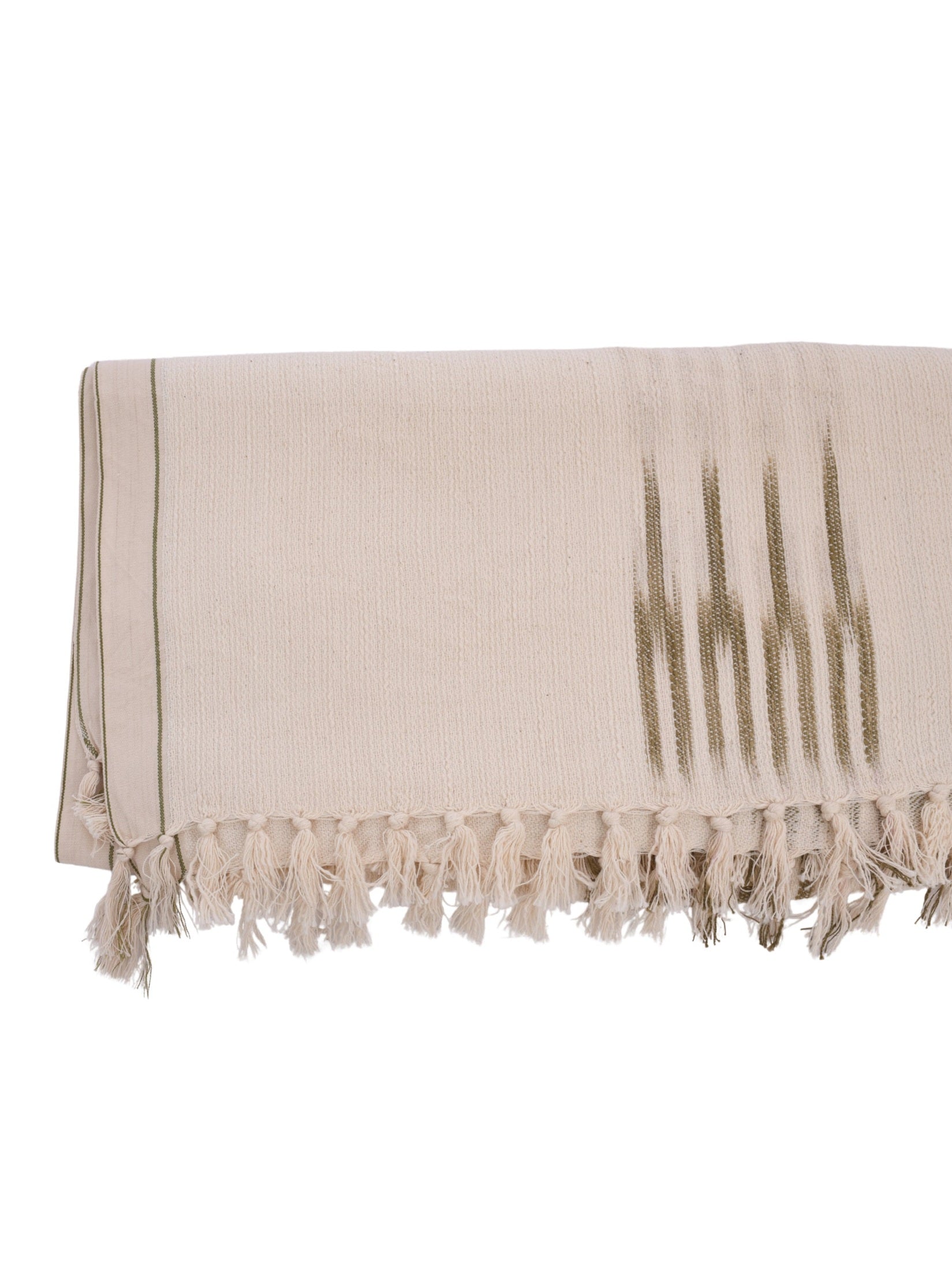 Peshtemal cotton ikat throw blanket