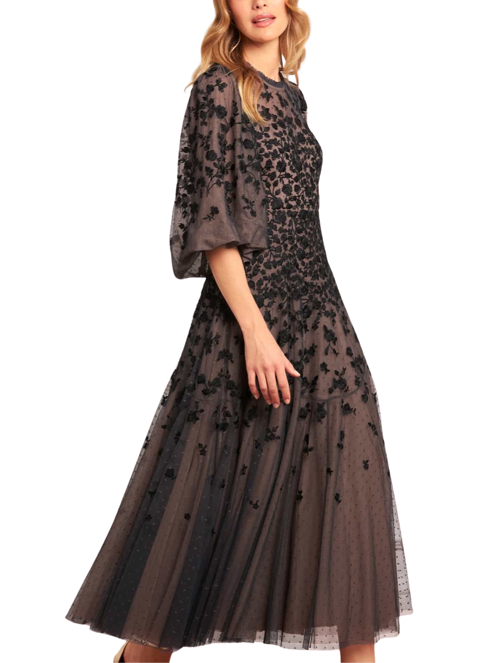 SYLVIA ROSE ROUND NECK ANKLE GOWN