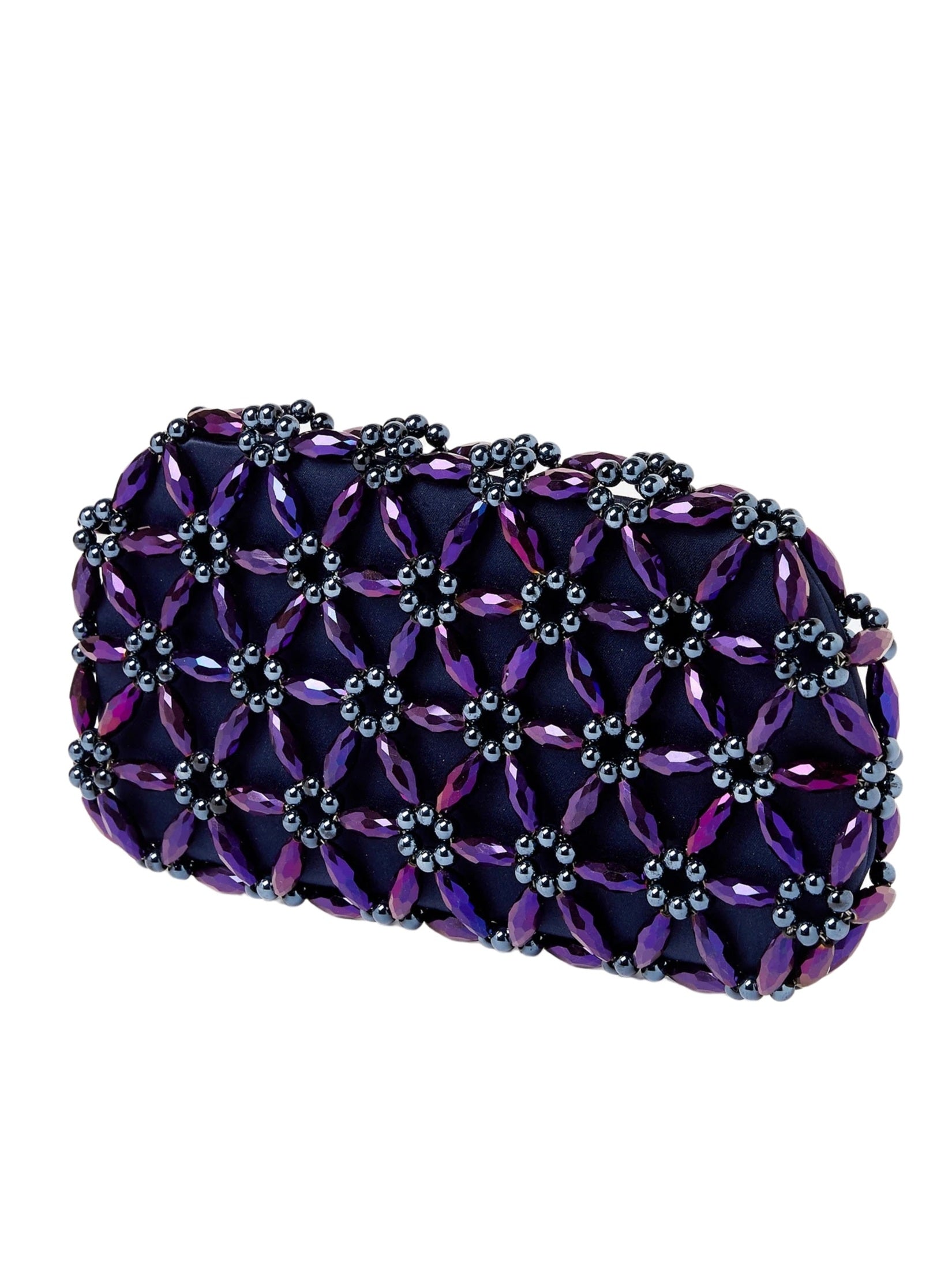 Purple & navy blue tebea clutch