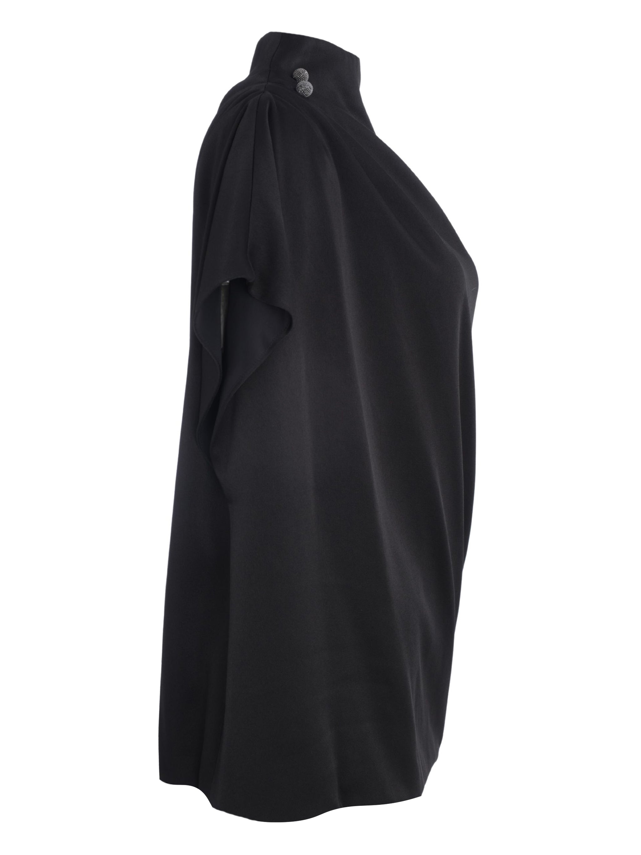 ENVER SATIN DRAPED TOP WITH PIERCING DETAIL