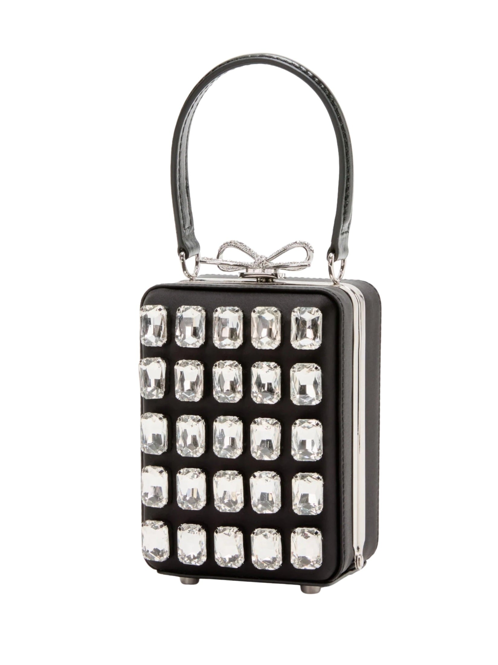 Black satin crystal micro bag