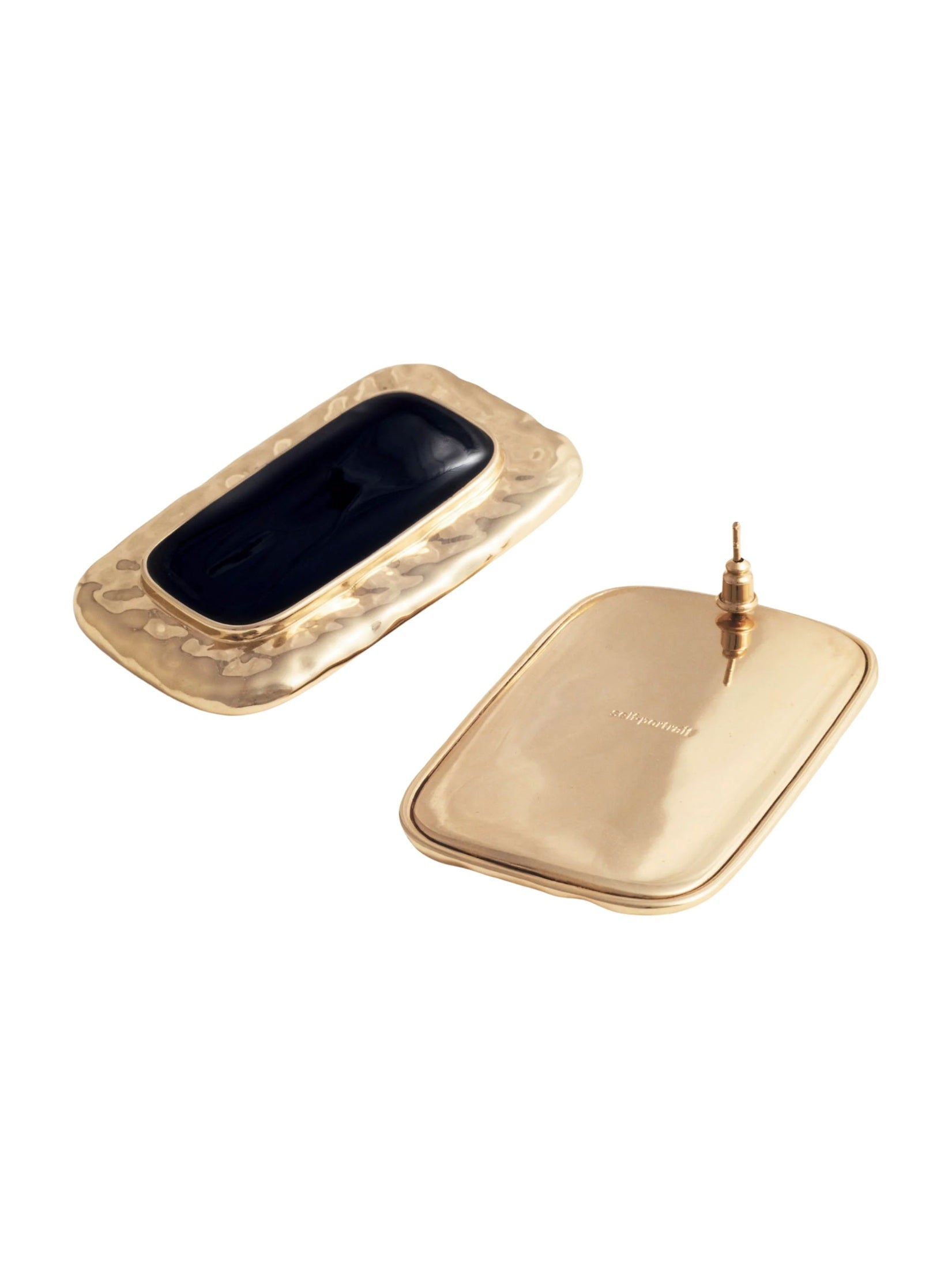 Large mottled gold black earrings