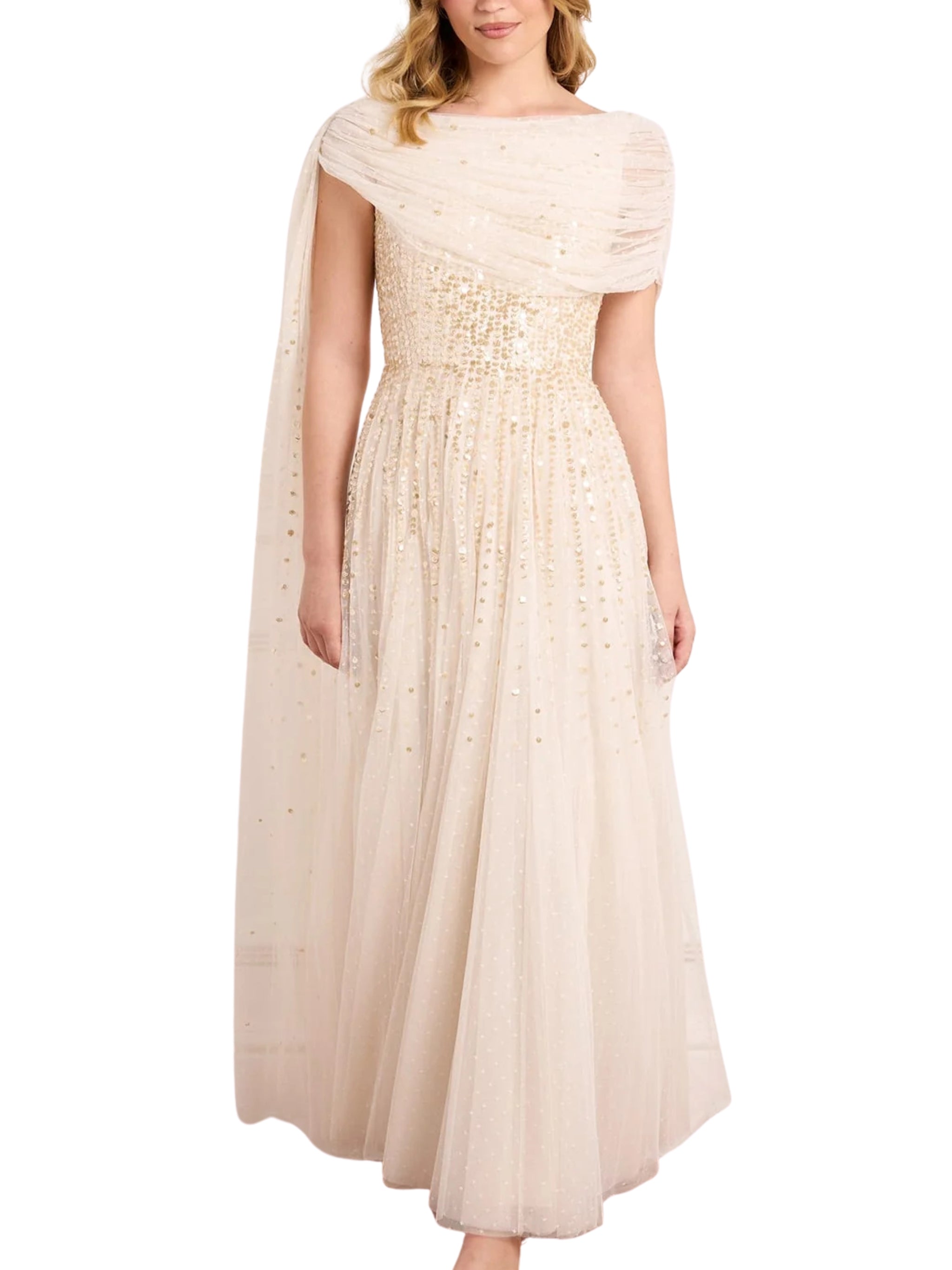 Moonlight sequin draped gown