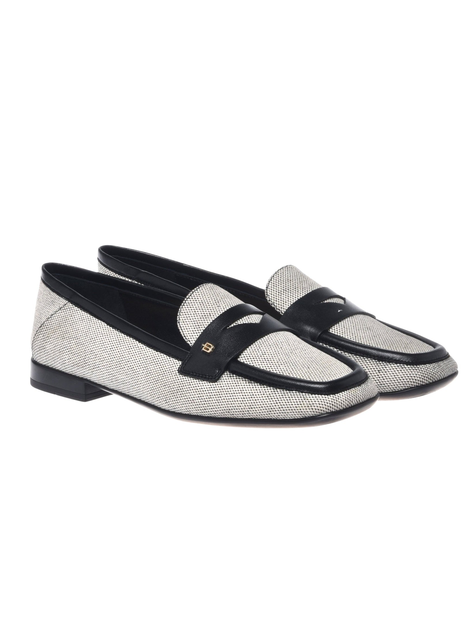 Loafer nappa & canvas black and off white