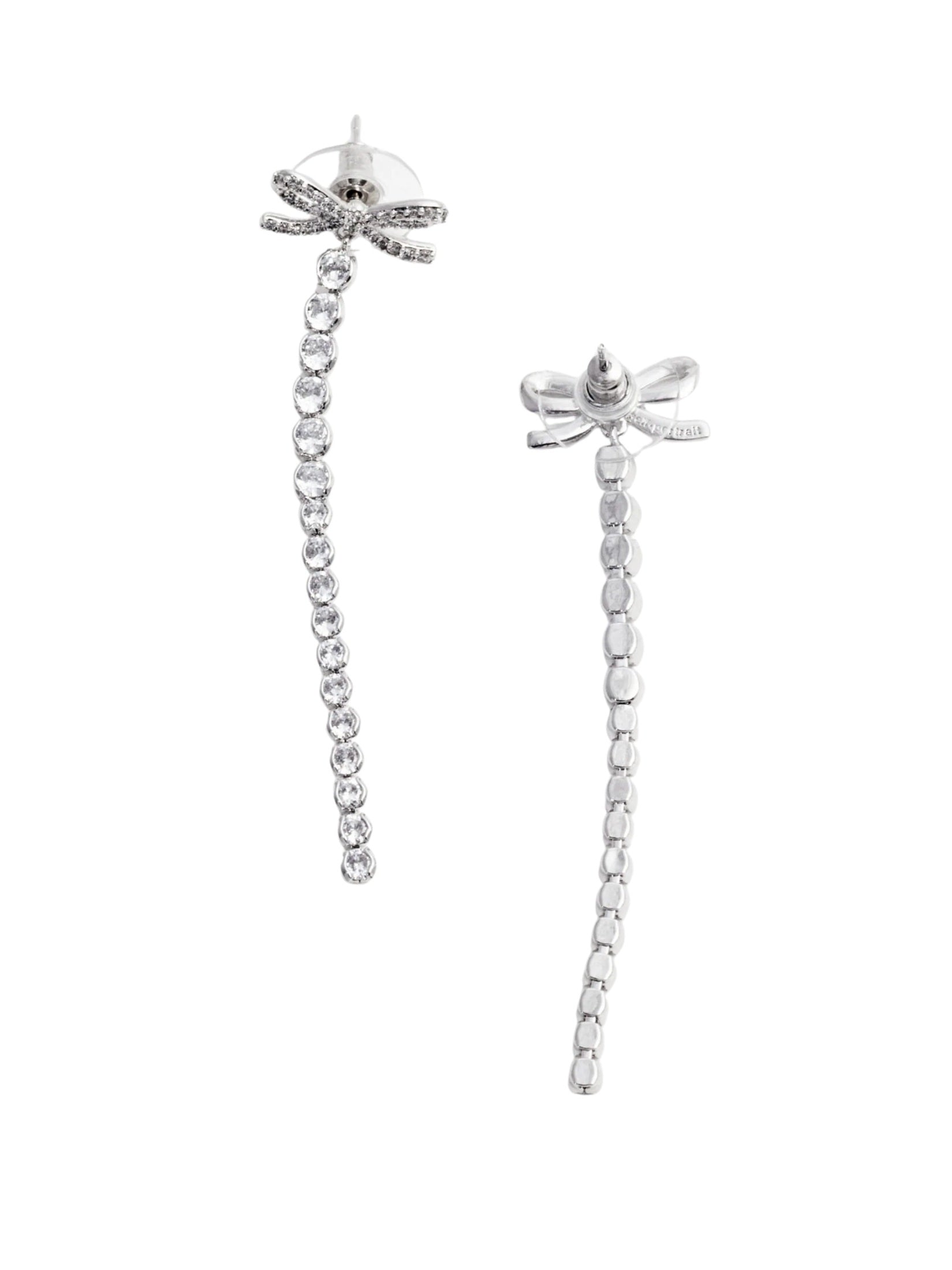 Crystal bow droplet earrings