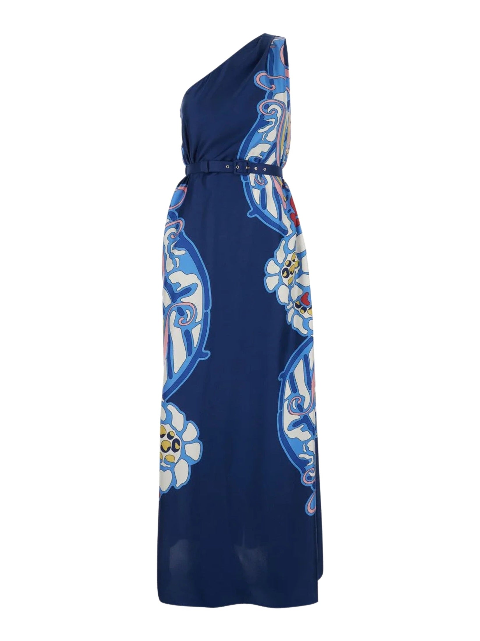 Roy dress lemuria placée blue in silk twill