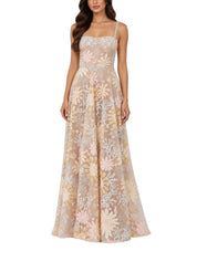 Midnight embroidered floral gown