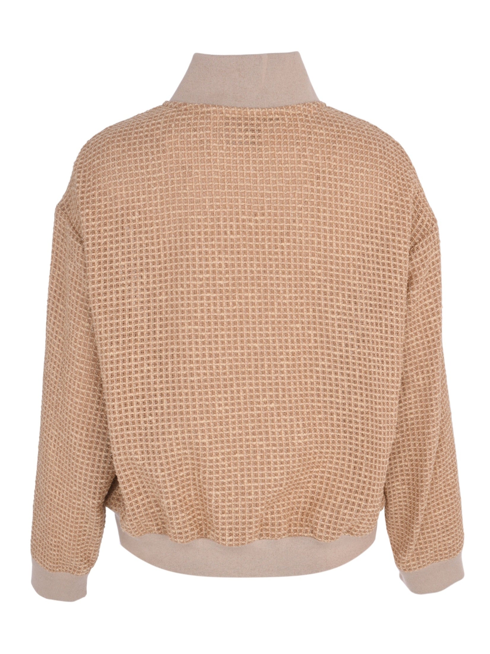 Sequin mesh bomber with knit detail