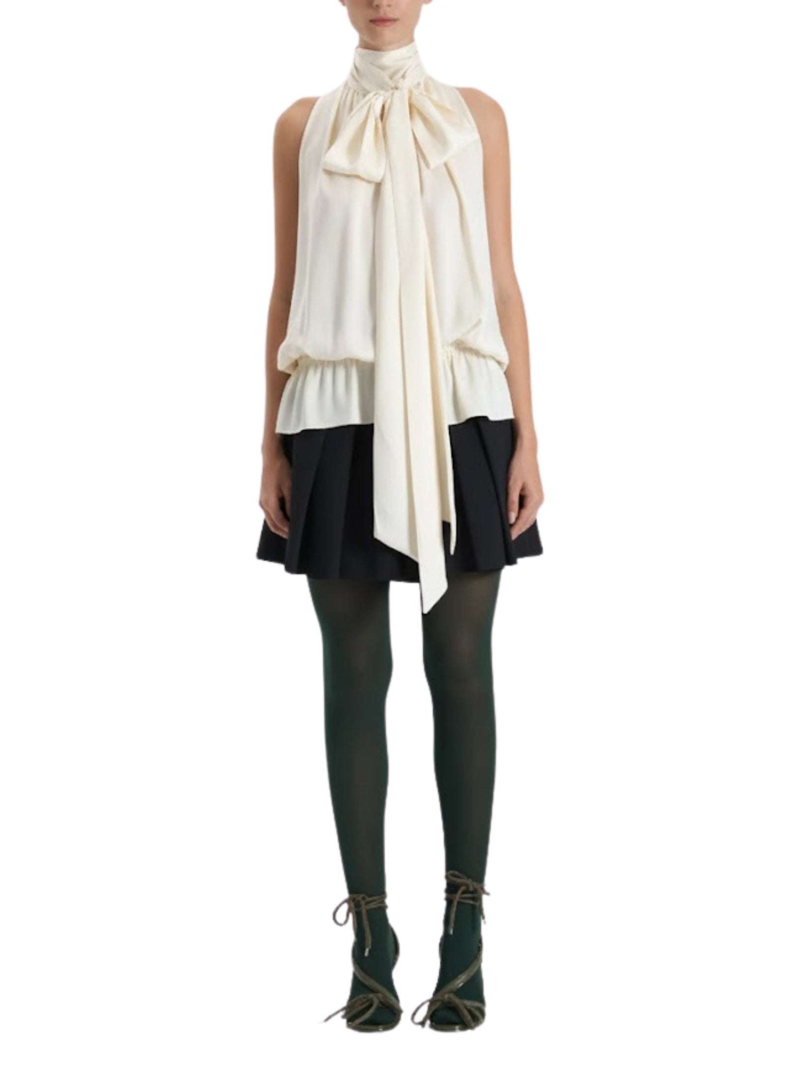 Sleeveless blouse with scarf tie