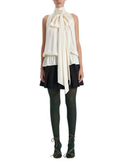 SLEEVELESS BLOUSE WITH SCARF TIE