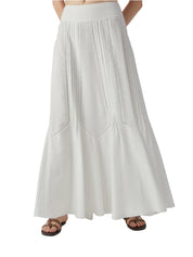 White Wide-Leg Long Skirt