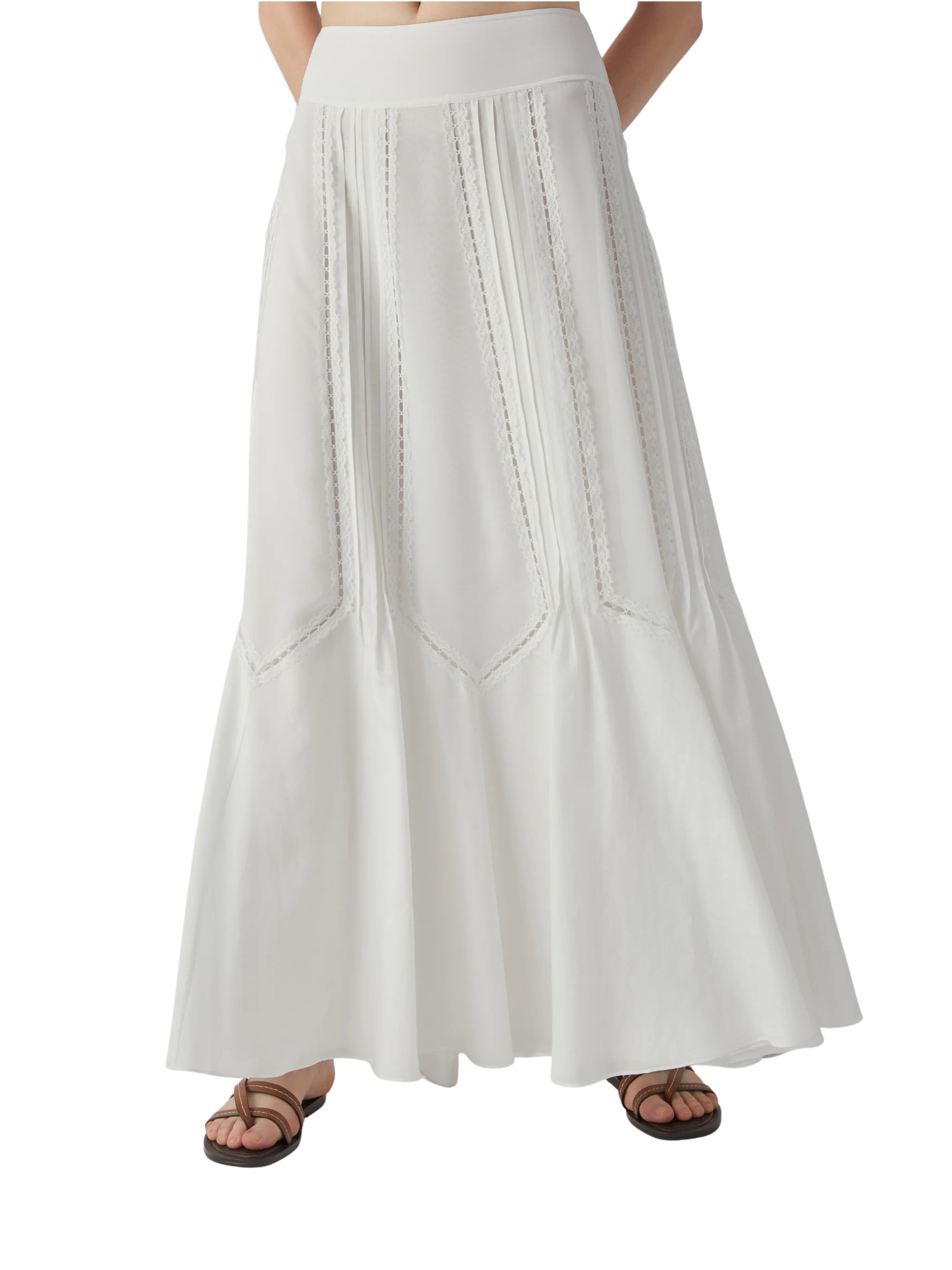 White Wide-Leg Long Skirt