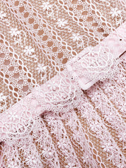 PINK ORGANZA LACE MIDI DRESS