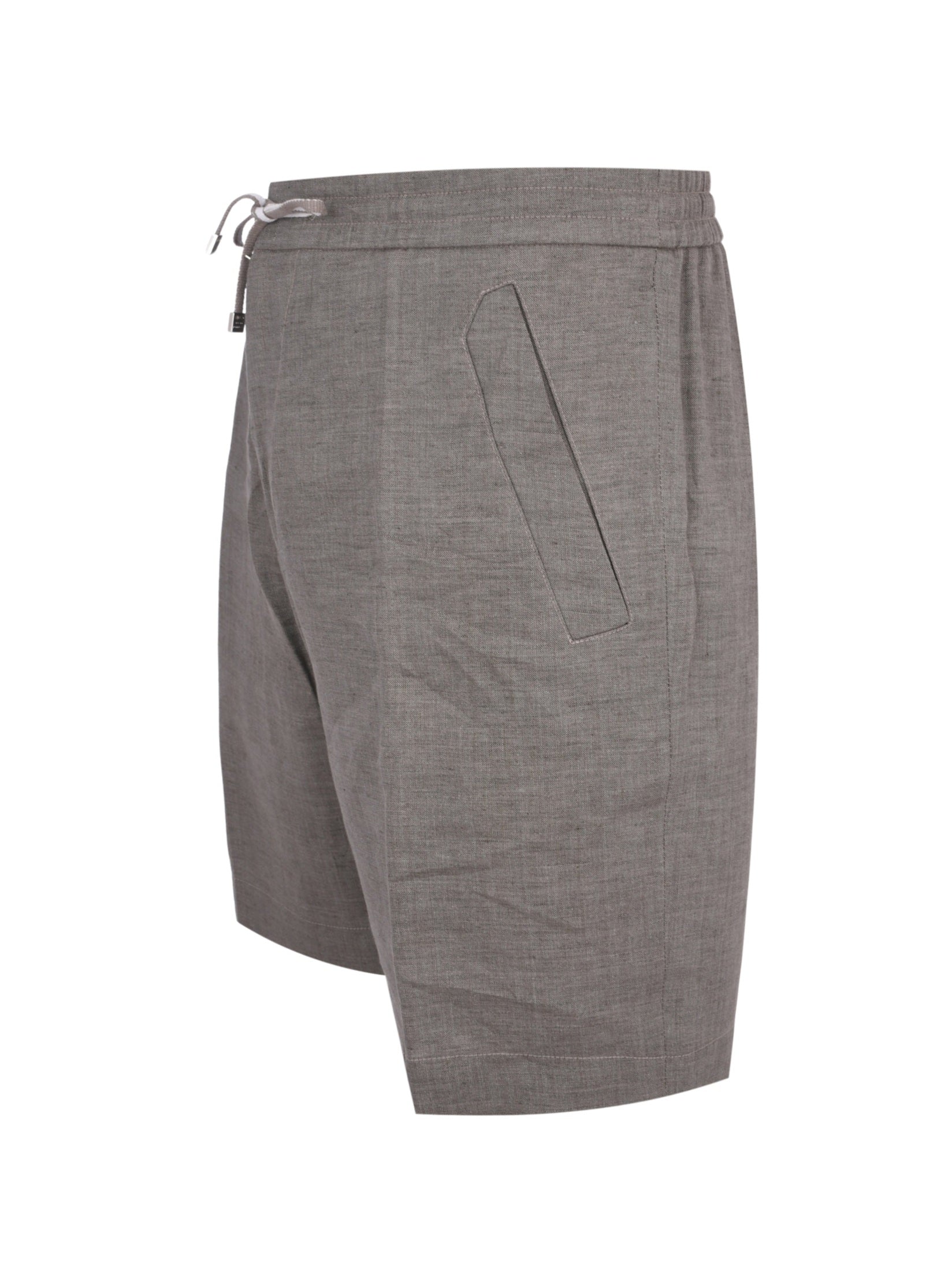 Linen short pants double pleats