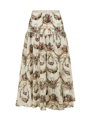 FITTED WAIST GATHERED SKIRT WITH LINING