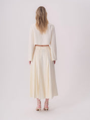 Midi Skirt with Decorative Stitching and Waistband Detail