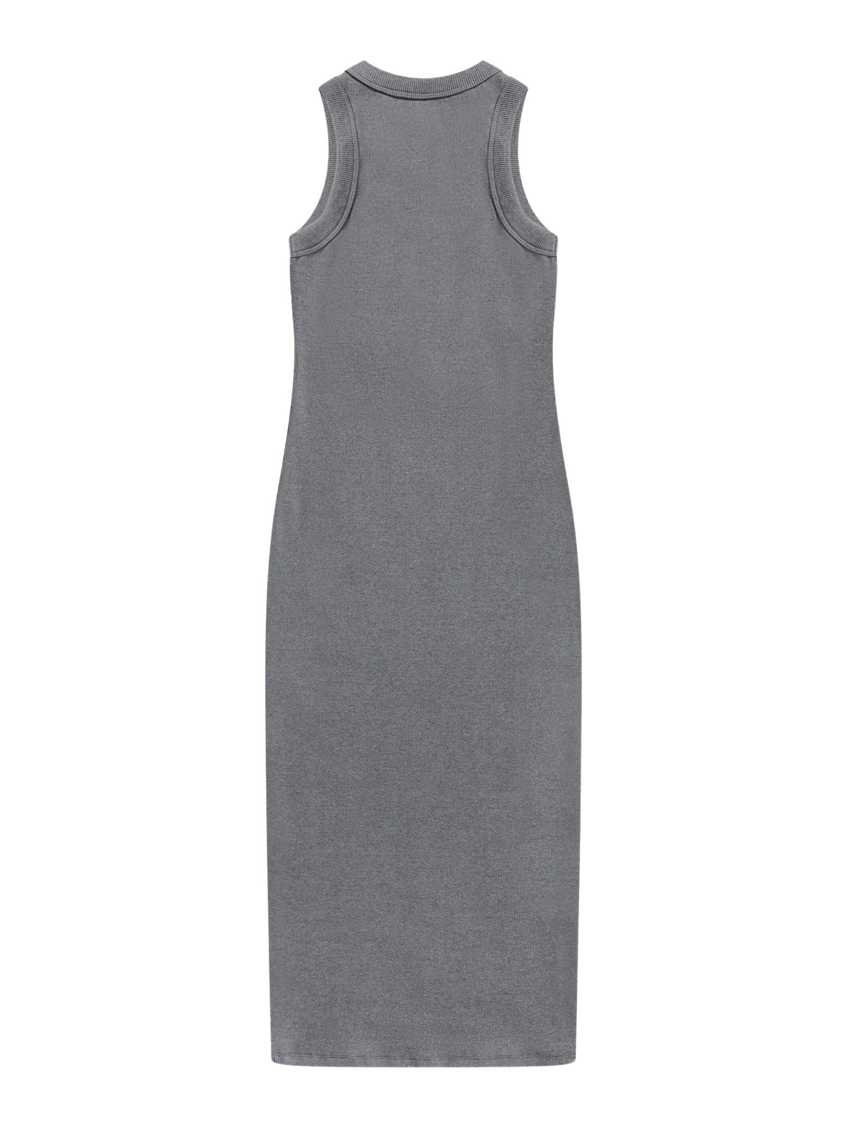 Distressed crystal ribbed knit midi tank dress