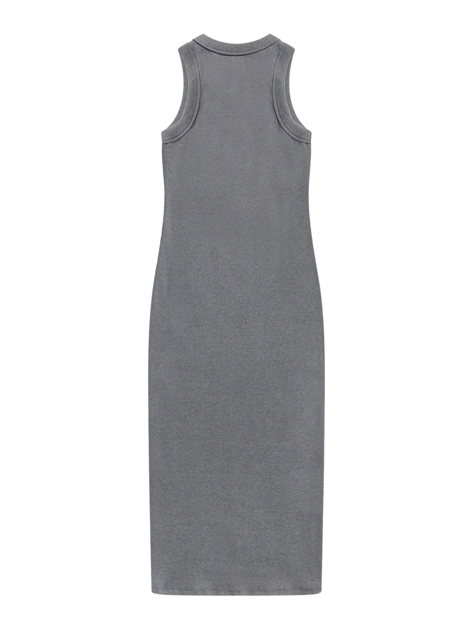 Distressed crystal ribbed knit midi tank dress