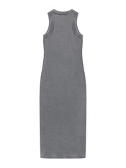 Distressed crystal ribbed knit midi tank dress
